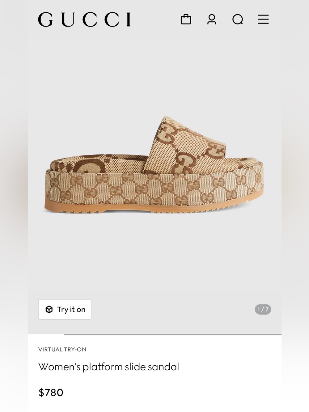 50% off!! Gucci Brown Beige GG Canvas Platform Slides Size 39 - Picture 8 of 8